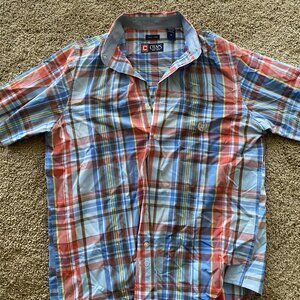Chaps Easy Care Red and Blue Short Sleeve Shirt